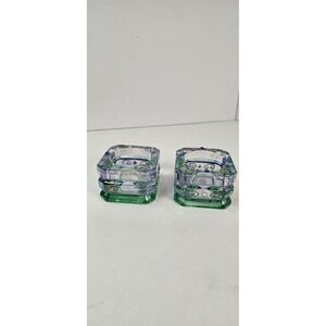 PartyLite Mardi Gras Tealight Holders Pair P7271 Purple Green Jeweled Votive